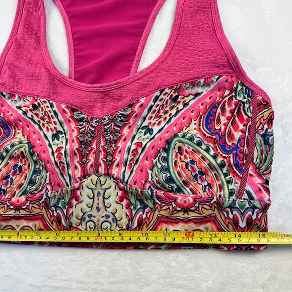 SET Of Nanette Lepore Neon Pink Paisley Cropped Leggings & Bra Sz XL - Picture 6 of 16